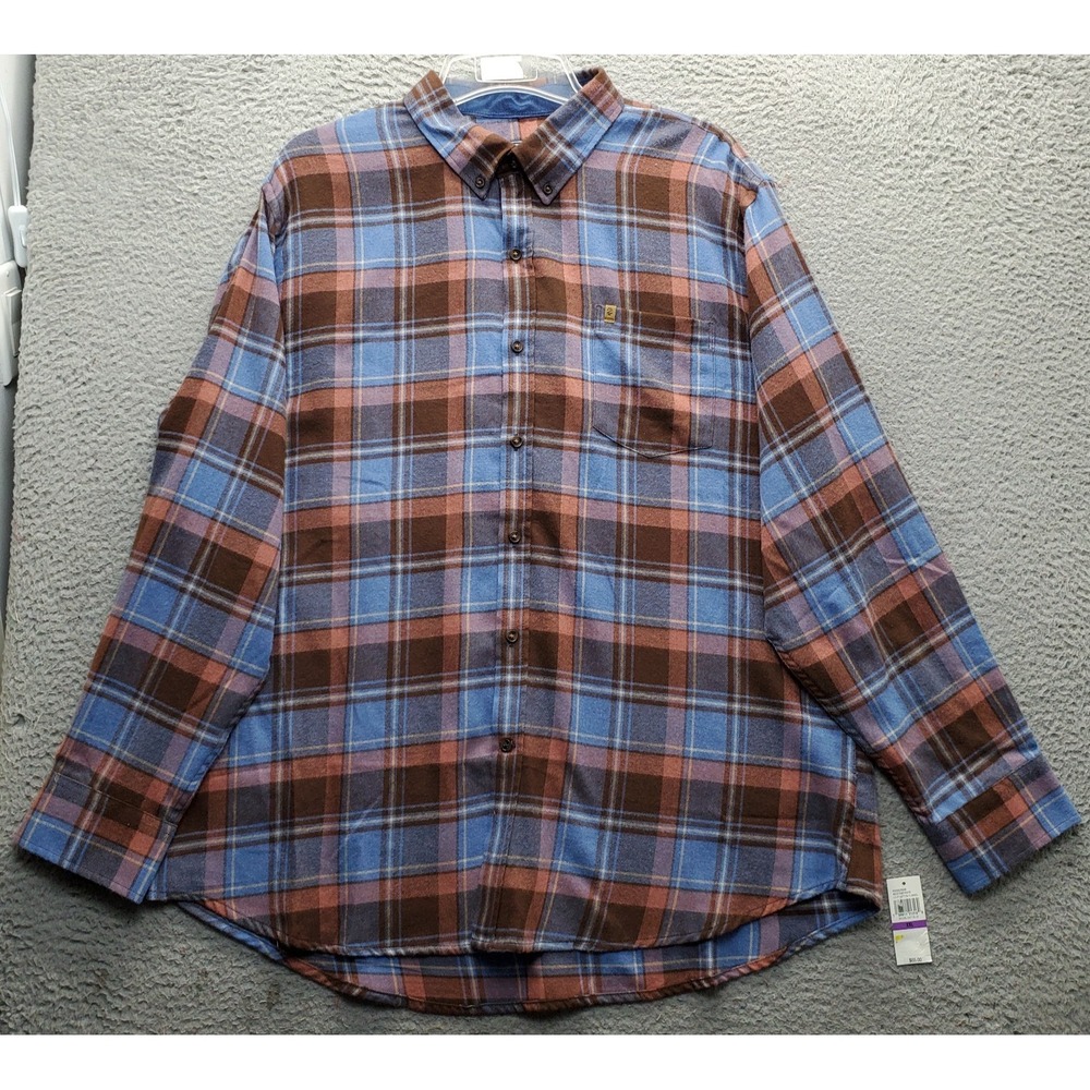 IZOD Flannel Shirt Mens XXL Multi Plaid Long Sleeve Chest Pocket Button Down